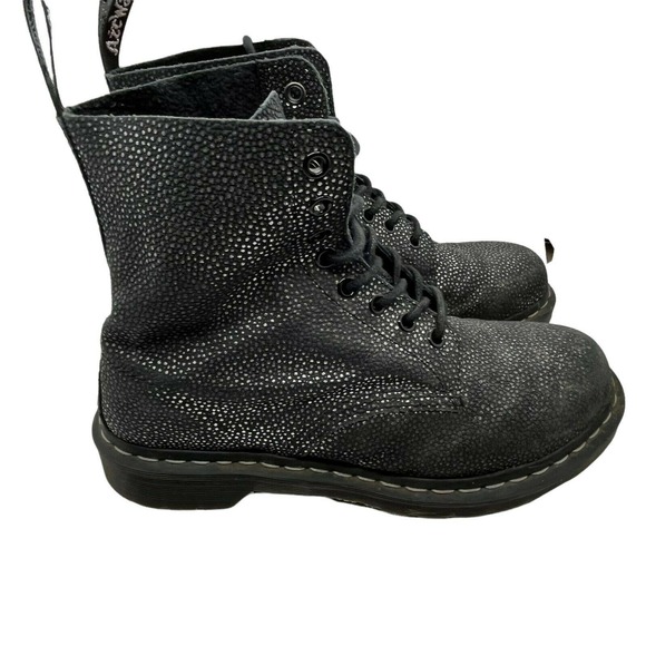 Dr. Martens Womens Pascal Black Gunmetal Speckles Lace Up Casual Combat Boots 8 - Picture 2 of 10